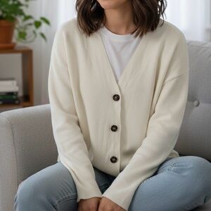 Zara Cream Button-Up Cardigan